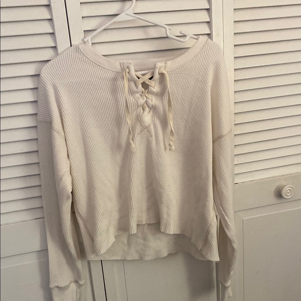 Abercrombie & Fitch Small Lace-Up Crop Sweater